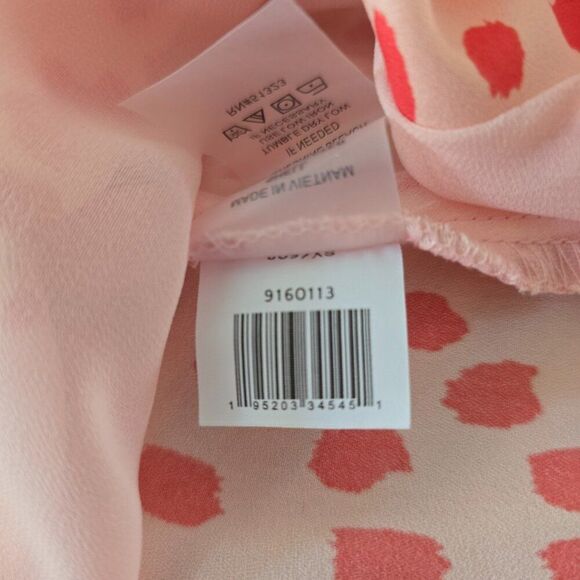 VINCE CAMUTO Animal Print Puff Sleeve Tangerine Blouse Sash Tie Womens Sz XS - Picture 11 of 11